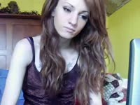 Ashemale - Skinny redhead shemale teen newcomer Isabella Shore stroking herself on live cam